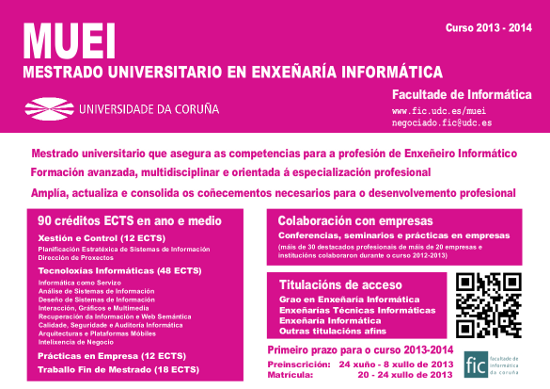 Cartel do Máster Universitario en Enxeñaría Informática