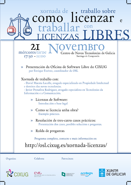 Cartel das Xornadas sobre Licenzas da OSL