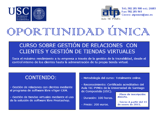 Cartel do curso da Aula TIC Peme da USC