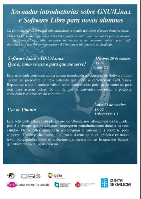 Cartel das Xornadas organizadas por GPUL