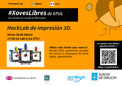 Cartel do hacklab de impresión 3D