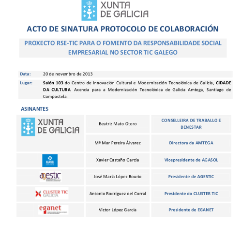 Convocatoria do acto de sinatura do protocolo