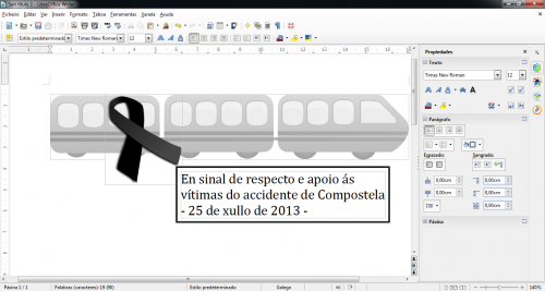 Homenaxe da comunidade de tradución ao galego das suites ofimaticas libres ás vítimas do accidente ferroviario