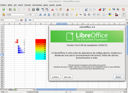 Captura da nova versión de LibreOffice en galego