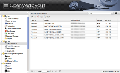 Captura de OpenMediaVault