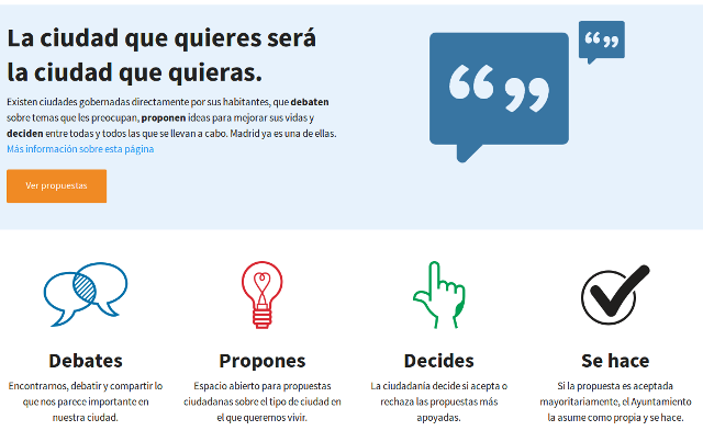 Captura do portal Madrid Decide Captura do portal Madrid Decide