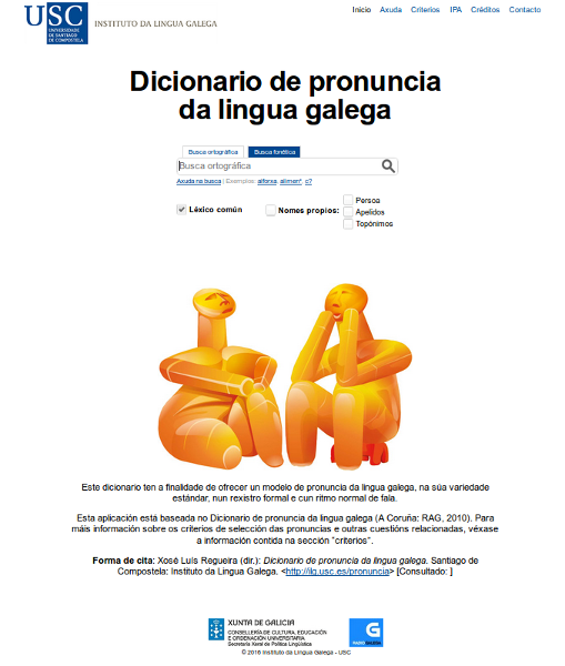 Captura do dicionario de pronuncia da lingua galega en rede