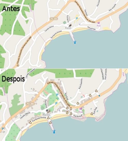Imaxe de OSM antes e despois da Xornada
