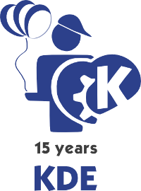 Logo do 15 aniversario de KDE