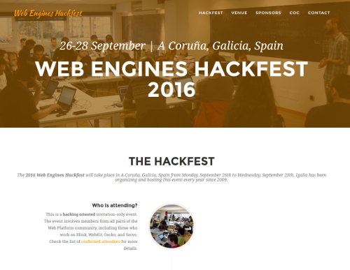 Portada web do Webkit Hackfest